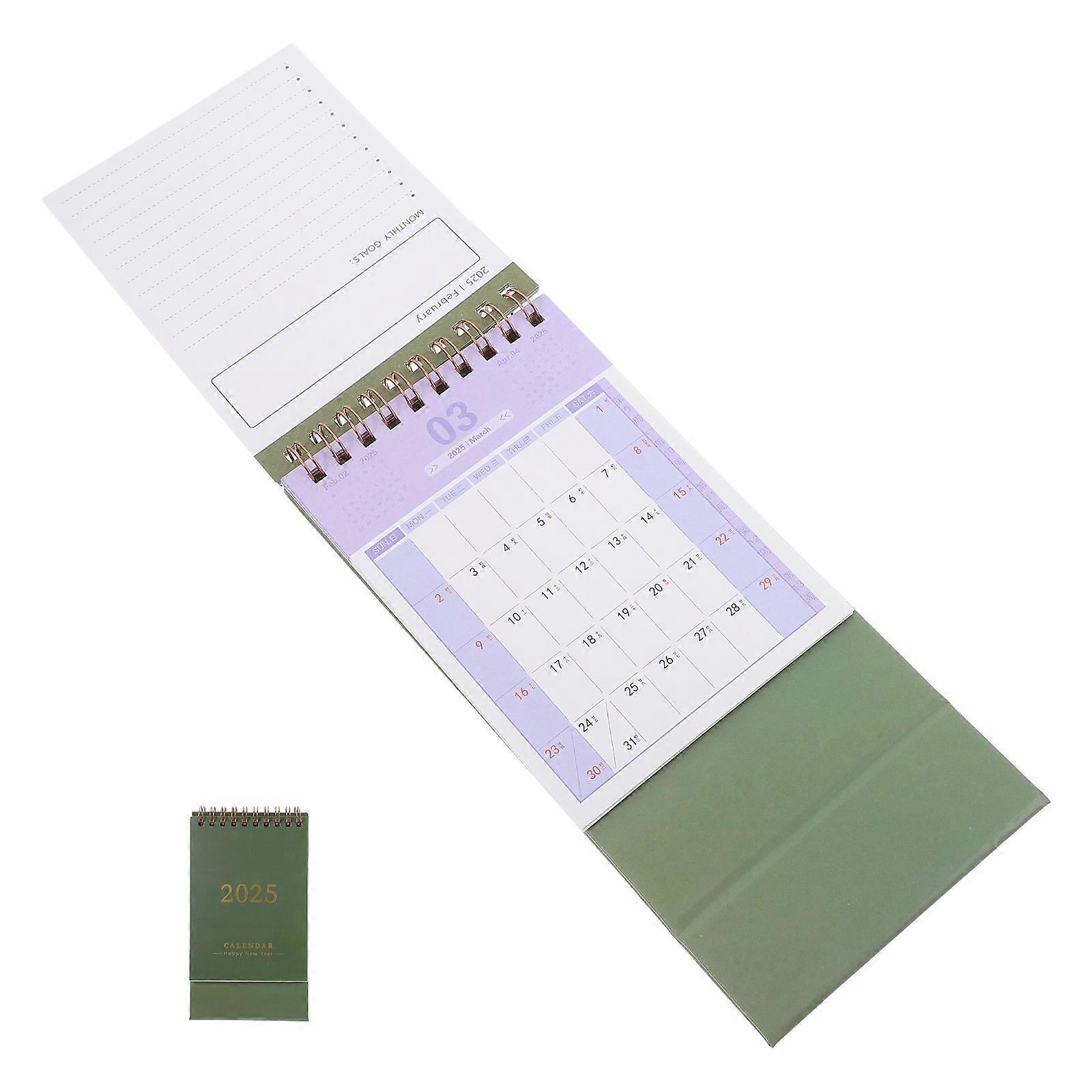 Compact Freestanding Monthly Desk Calendar Planner with Resistant Writing Surface – Green Design for Office and School Use