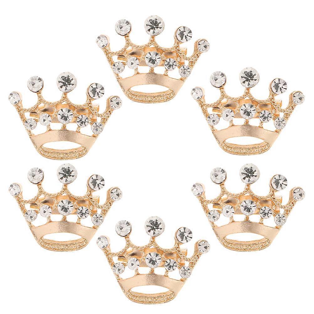 Små Krone Brocher Kvinder Tøj Revers Pin Gylden Legering 6stk