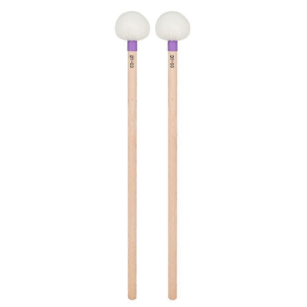 2pcs Drumsticks Felt Sticks Percussion Drumsticks Wooden Handle Drumsticks