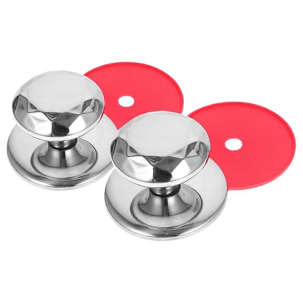 Universal Pot Lid Replacement Knobs Silver Diamond Texture Pot Lid Knob Stainless Steel Lid Handle For Kitchen Cookware Lid 2Pack