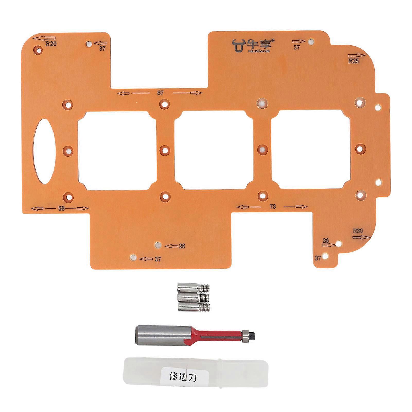 Switch Socket Bottom Box Jig, 7 x 7cm Hole, Multifunctional Corner Radius Jig R20 R25 R30 with Router Bit