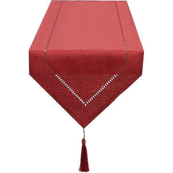 Red Linen Tablecloth 32 x 275 cm, High-Quality Table Runner, Plain Table Runner, Modern, Easy-Care for Dining Table