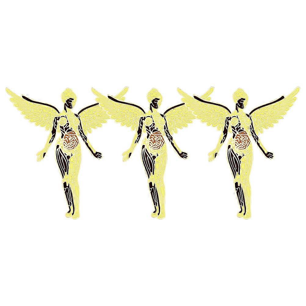 Women Brooch Pin Metal Goddess Wing Shape Simple and Versatile Golden 3.8x3.5cm Valentine's Day Christmas 3Pcs