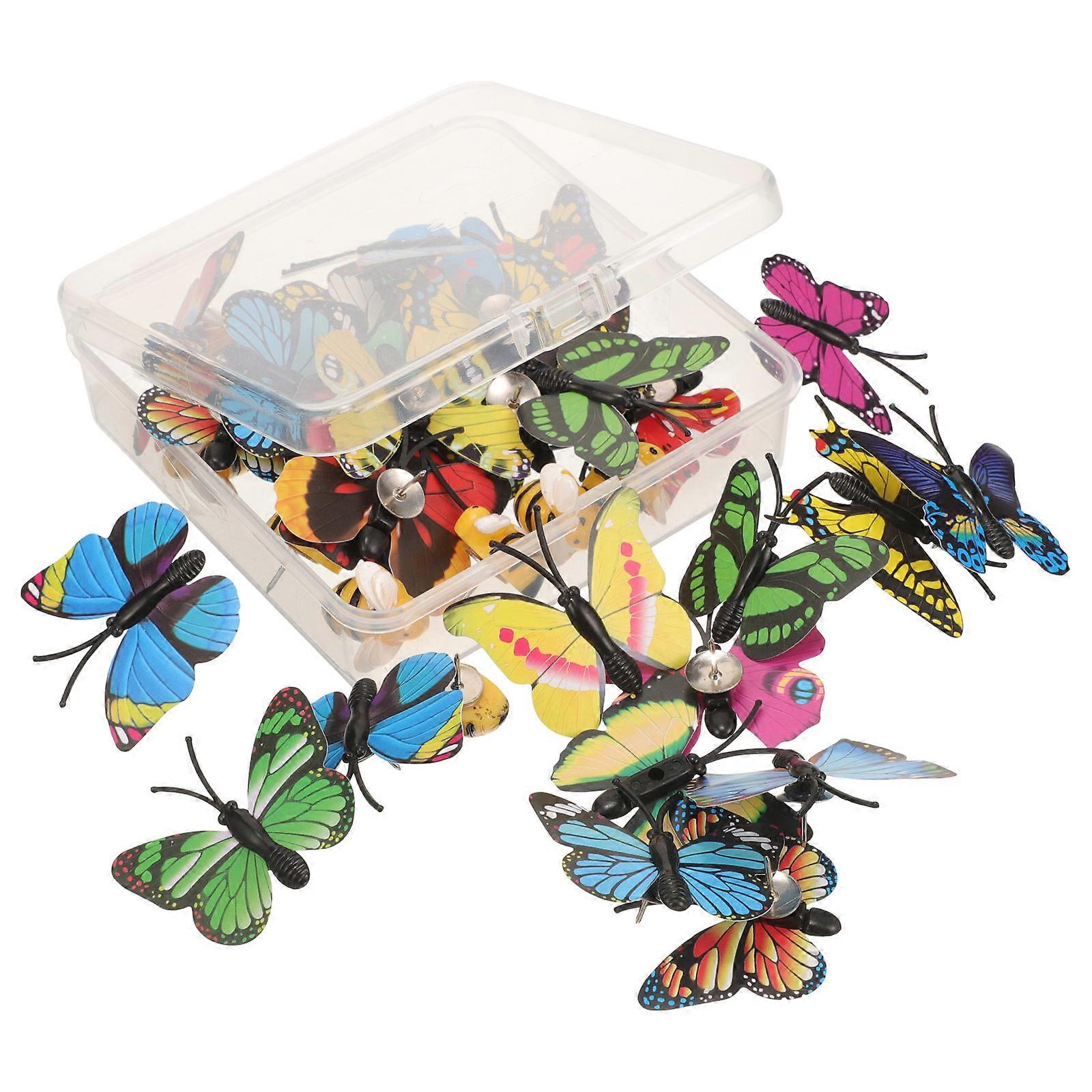 Decorative Thumb Tacks Pushpins Butterfly Bee Shaped For Bulletin Board Use Home Office Activities 40Pack