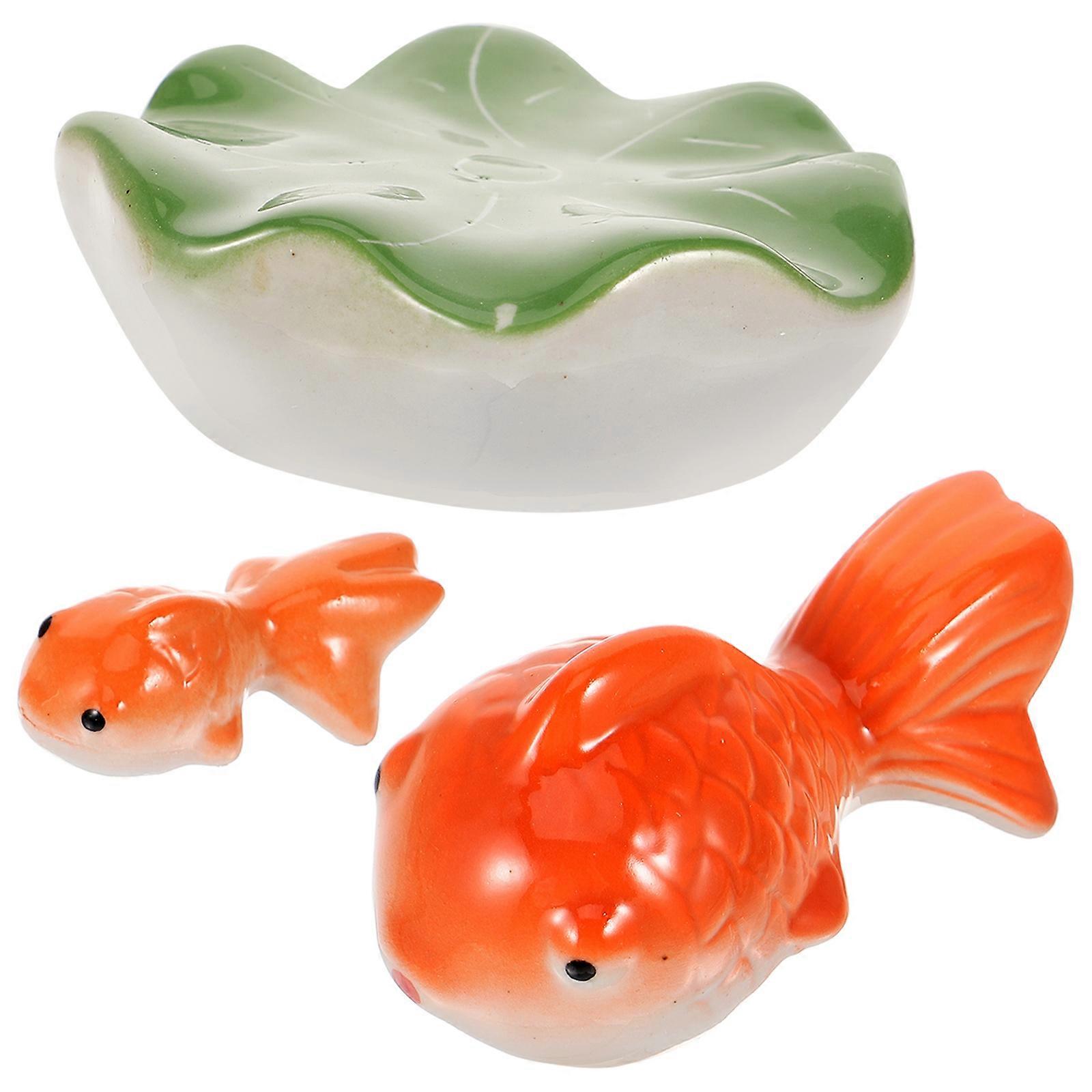 Aquarium Decor Figurines Ceramic Floating Crafts For Fish Farmers 3Pcs