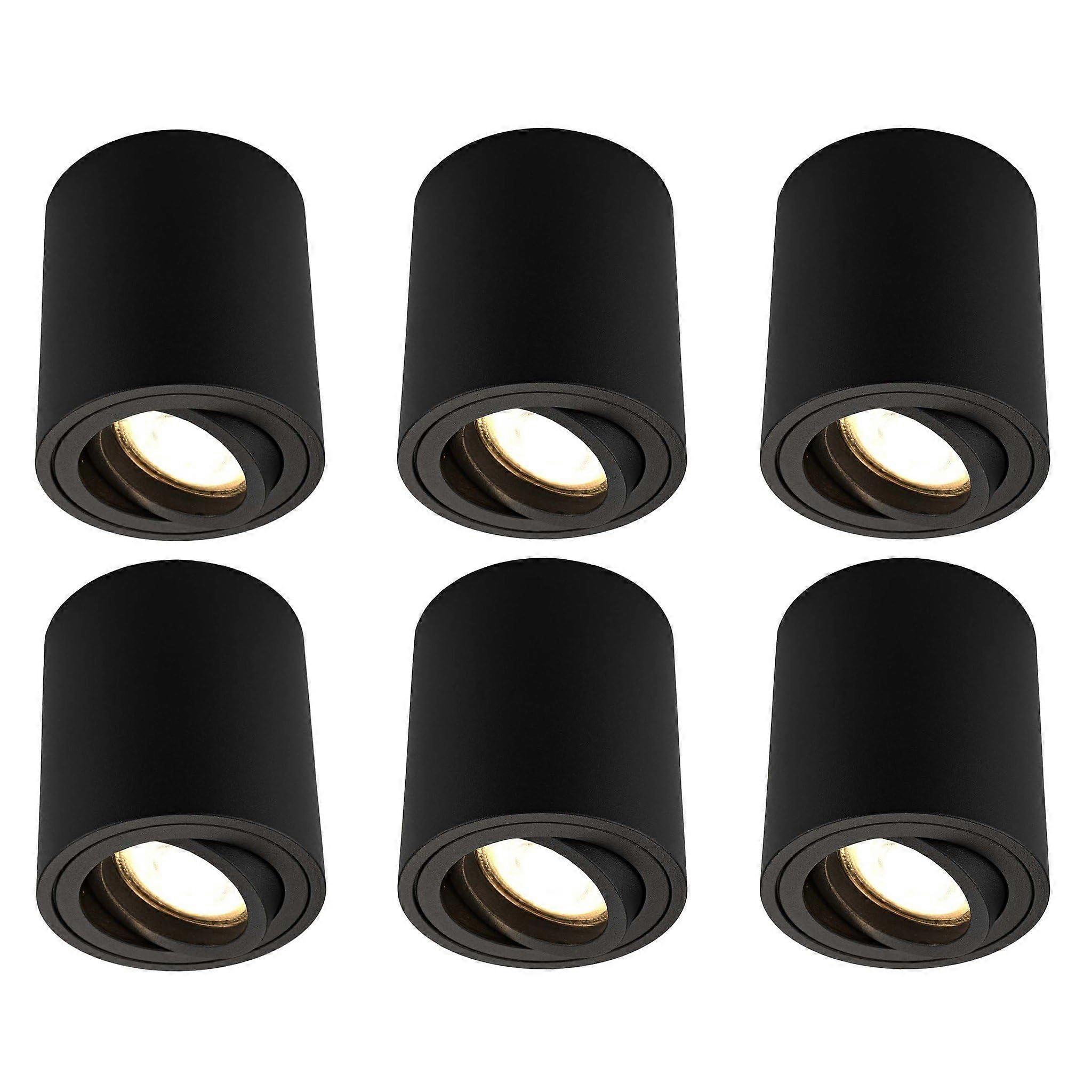 LED Surface-Mounted Spotlights Round LED Ceiling Light Dimmable 5W 2700K Warm White Black Finish 6-Pack