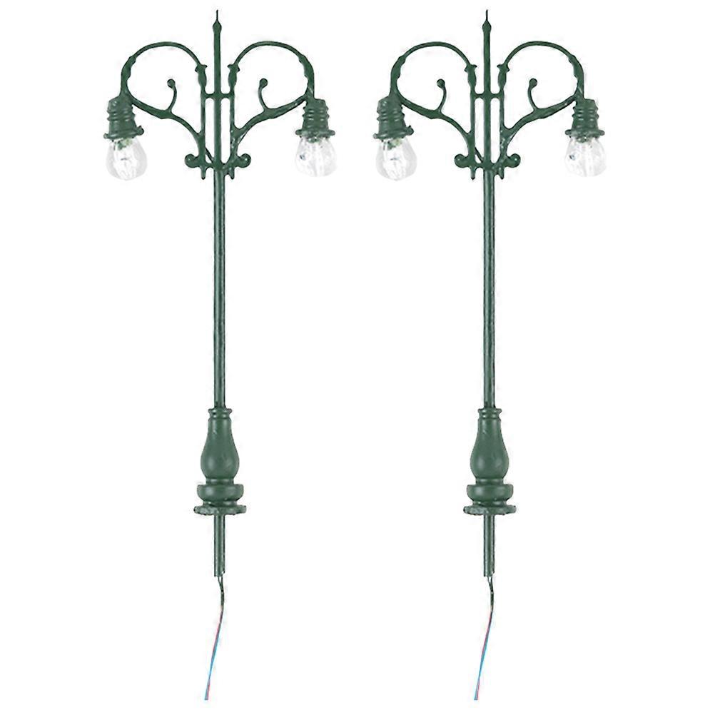 Mini Yard Lamp Street Light Decoration Model Building Abs Kids 2Pcs