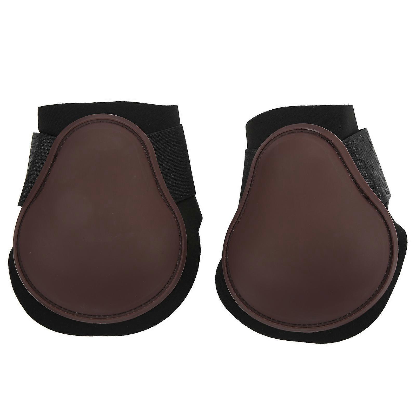1 Pair Horse Tendon Boots Set Soft Prevent Slipping Easy to Stick Horse Fetlock Boots for HorsesBrown Hind Legs XL