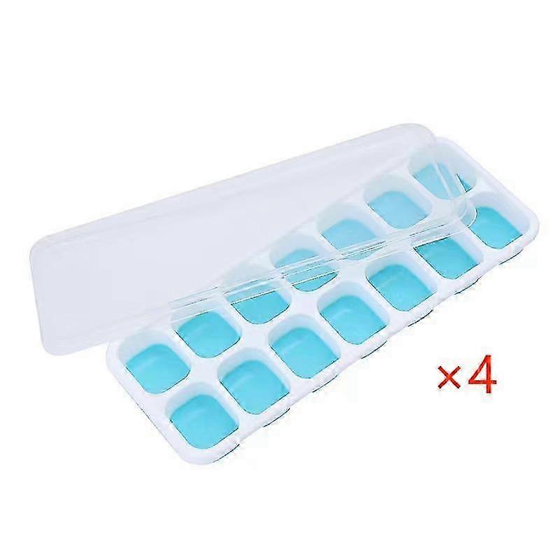 4 Pack Silicone Ice Cube Tray with Lid
