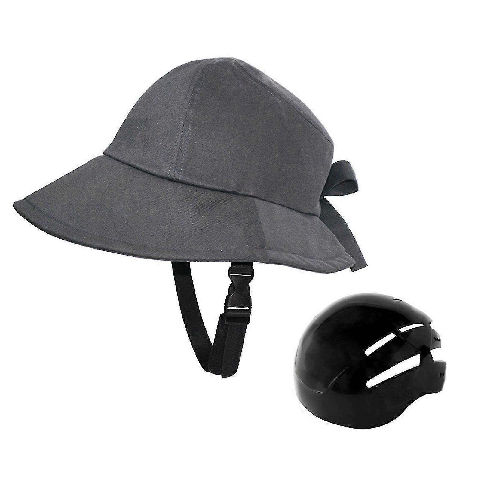 Güneş Şapkası Tasarımlı Kadın Bisiklet Kaskı - Günlük Sürüş ve Açık Hava Etkinlikleri için Koyu Gri Bisiklet Kaskı