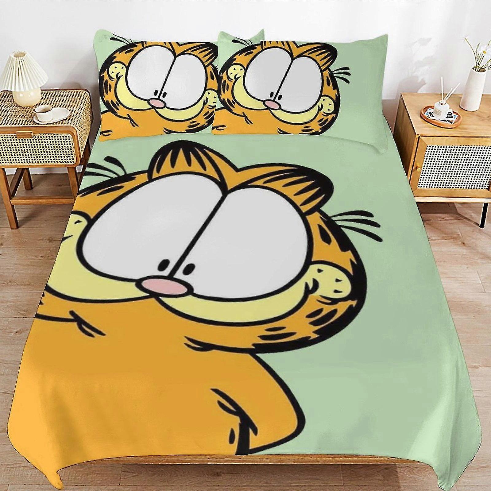 Conjunto de Cama de Desenho Animado Fofo com Impressão 3D, Decoração de Quarto Leve, 1 Capa de Edredom e 2 Travesseiros para Crianças 86x70