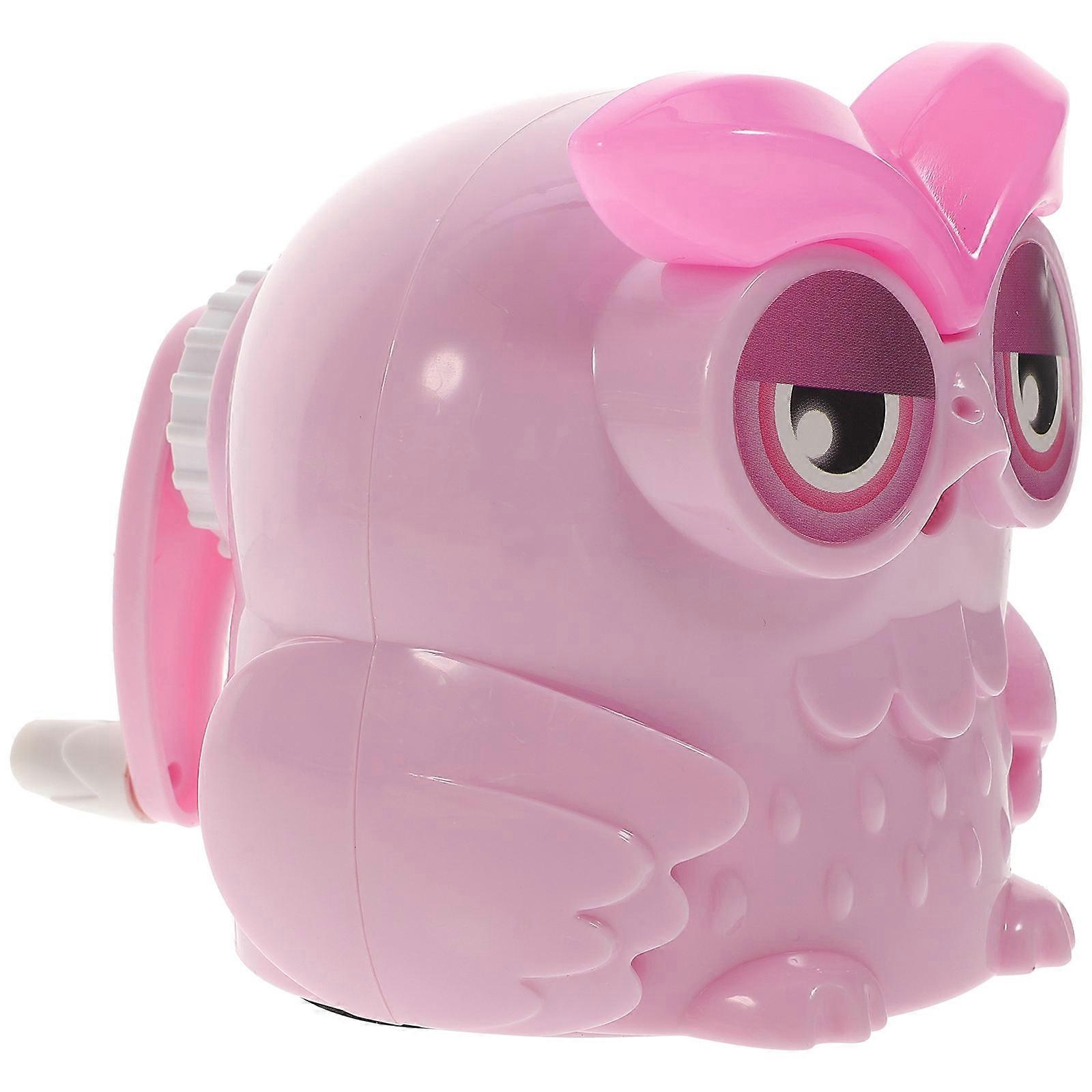 Owl Stationery School Supply Pencil Sharpener Cartoon Semi Automatic Rotary Sharpens Pencils Assorted Color 1Set