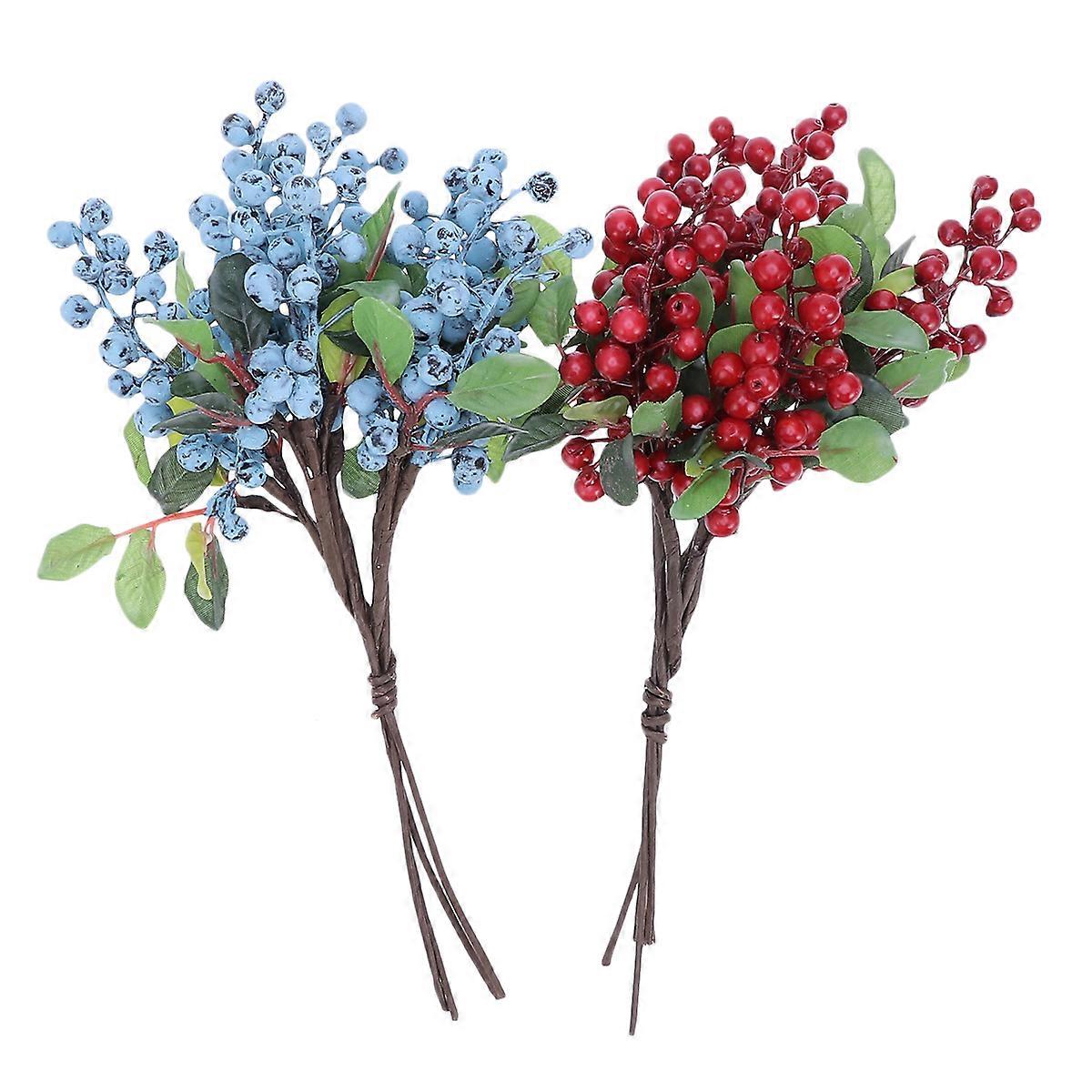 Fruit Flower Artificial Blueberries Realistic Fake Fruit Christmas Ornament 10Pcs
