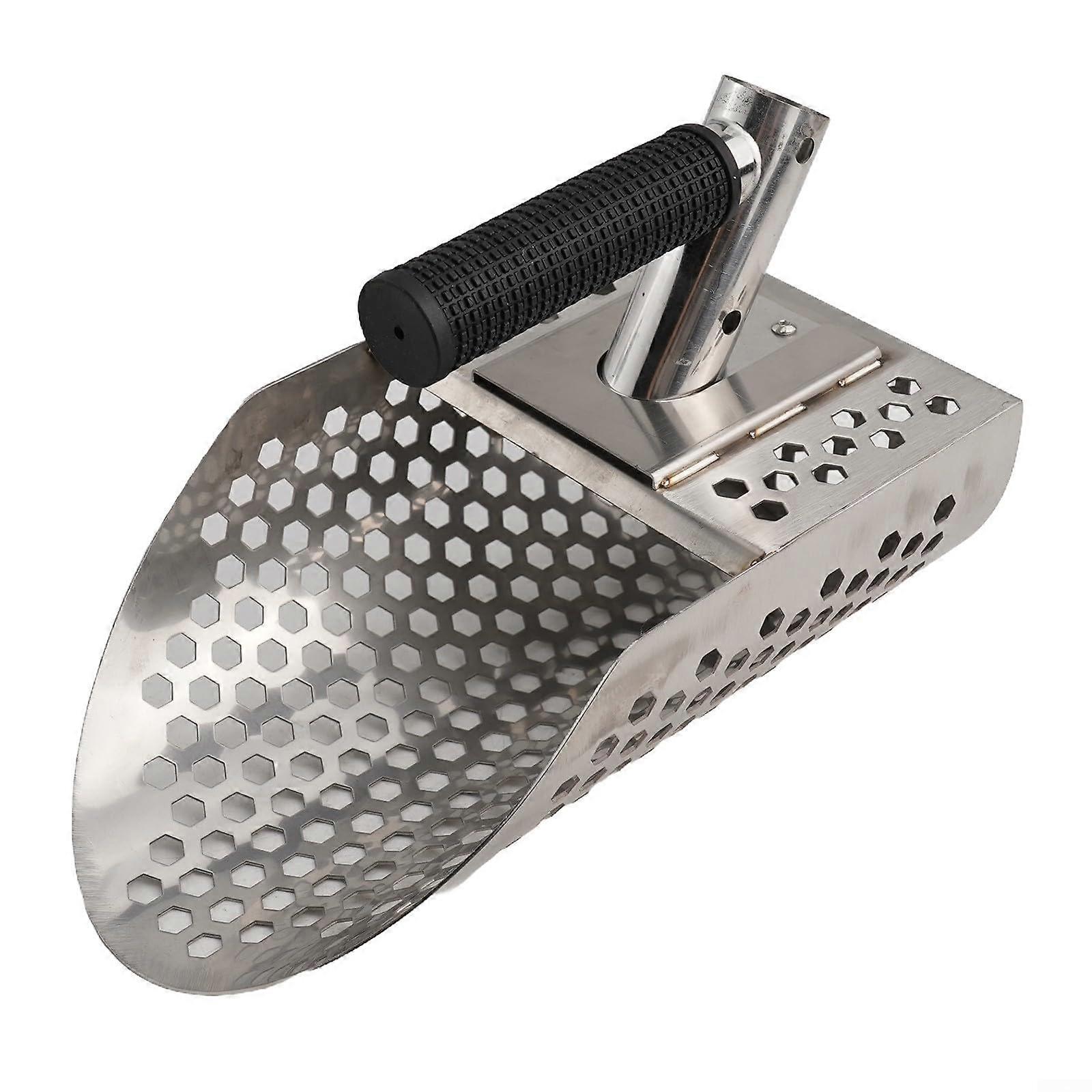 Shovelshaped metal detector tool, designed to uncover hidden treasures in sandy environments.