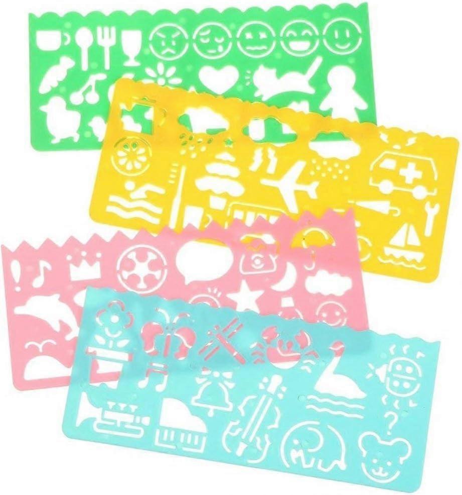 Drawing Stencils Multicolor Plastic Set 4 Pcs Ruler Template For School Supplies