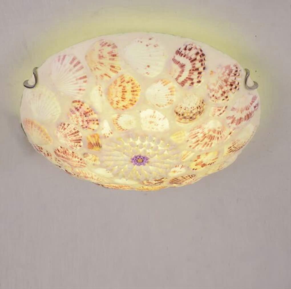 Creative Shell Ceiling Lamp Vintage Mediterranean Stained Glass E27 Diameter 30