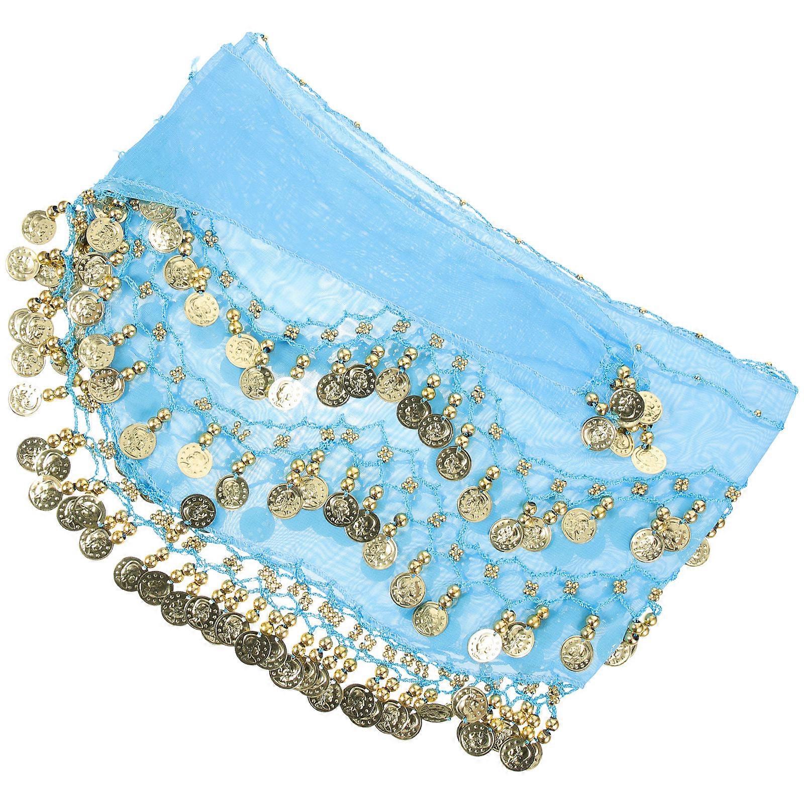 Belly Dancing Hip Scarf Rectangular Style Theme Party Costume Accessory Fabric Metal Sound Production 1Pcs