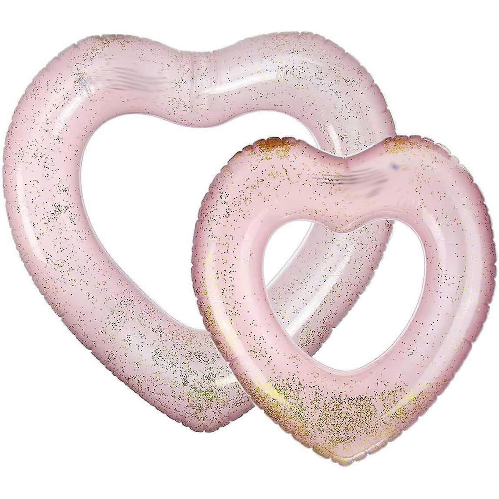 Portable HeartShaped Swim Ring Set of 2 Inflatable Pool Rings Birthday Gift PVC Inflatable Tube Float Toy for Kids Adults Inflatable