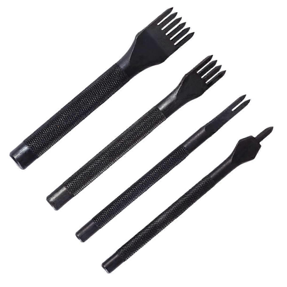 4Piece Leather Hole Punch Set with Various Teeth for DIY Leather Crafting, Quality, Precise, and Easy to Use, 10X2.3CM, Modern.