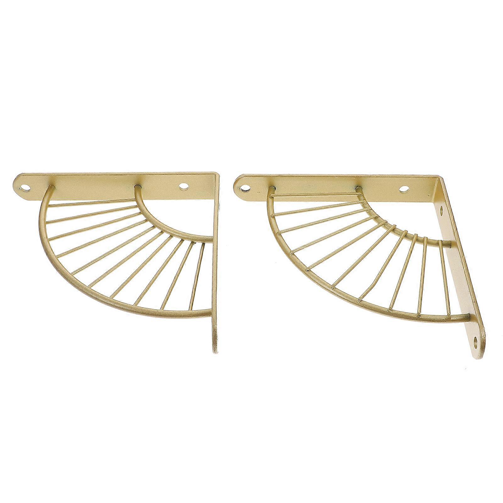 Shelf Support Bracket 2Pcs Golden Iron Support Brackets with Space-Saving Design for Storage Use