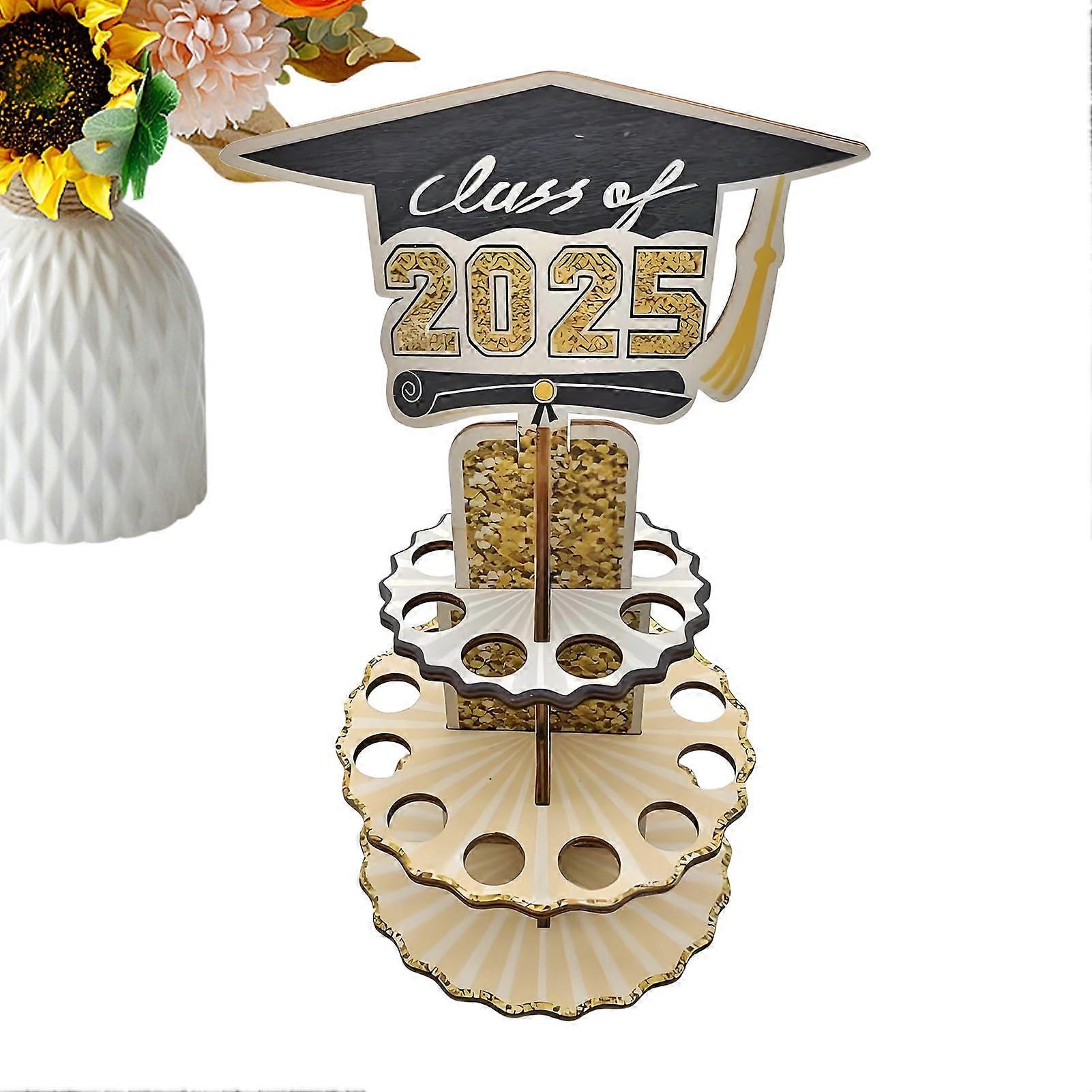 Générique Money Roll Holder for Graduation, Double Layer Wooden Stand with 20 Holders, Class of 2025 Money Cake Kit