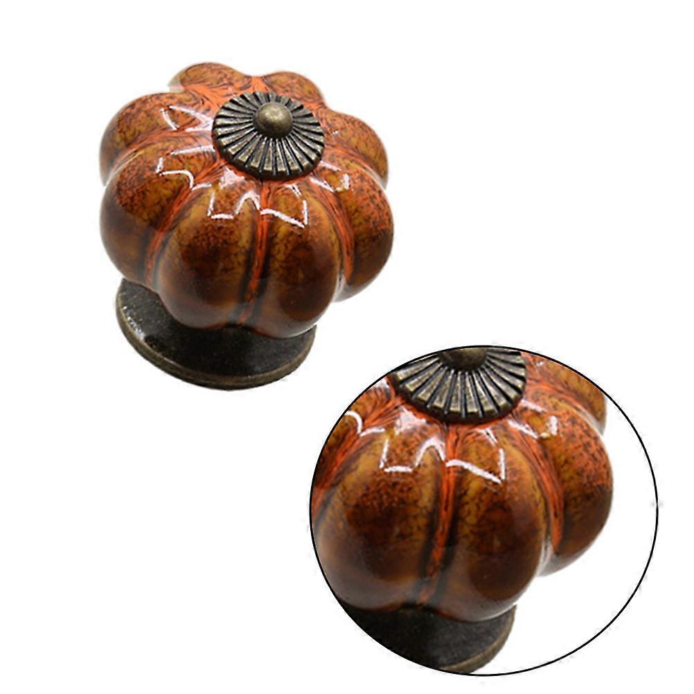 Classical Style Pumpkin Shape Knob Cabinet Handles Drawer Pulls for Furniture Orange 6Pcs