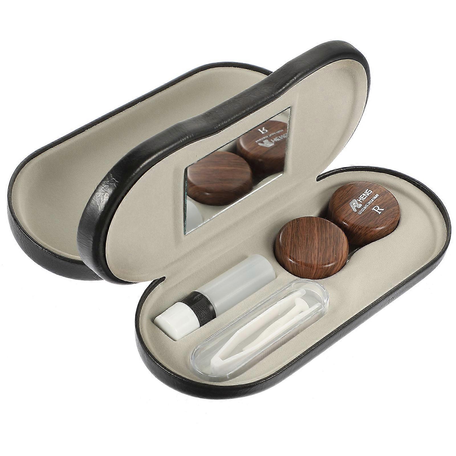 Reisebrillen Organizer Dual-Use Brillenbehälter Erwachsene Praktisches Design Metall PU Leder 1Set