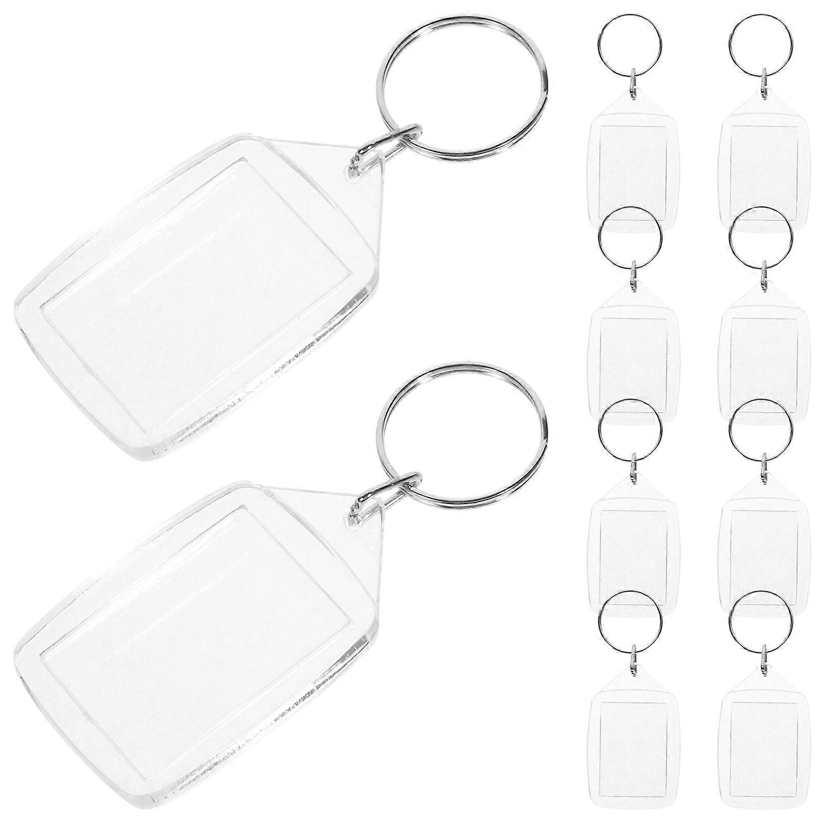 Keychain Picture Holder for Decoration Use 10Pcs Transparent ABS DIY Key Chains