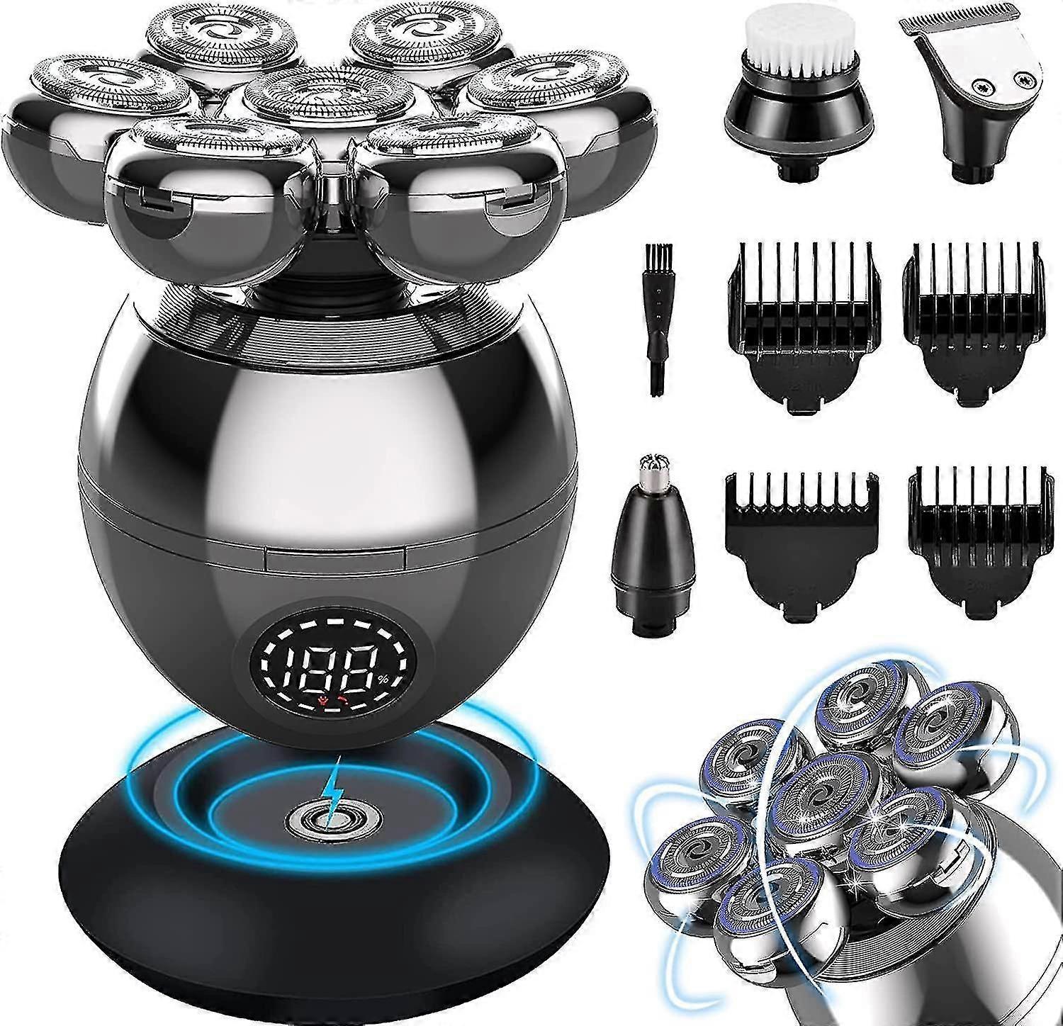 Head Shavers For Bald Men-5-In-1 Electric Head Shaver For Bald Men, Rotary Design Head Shavers, Elec