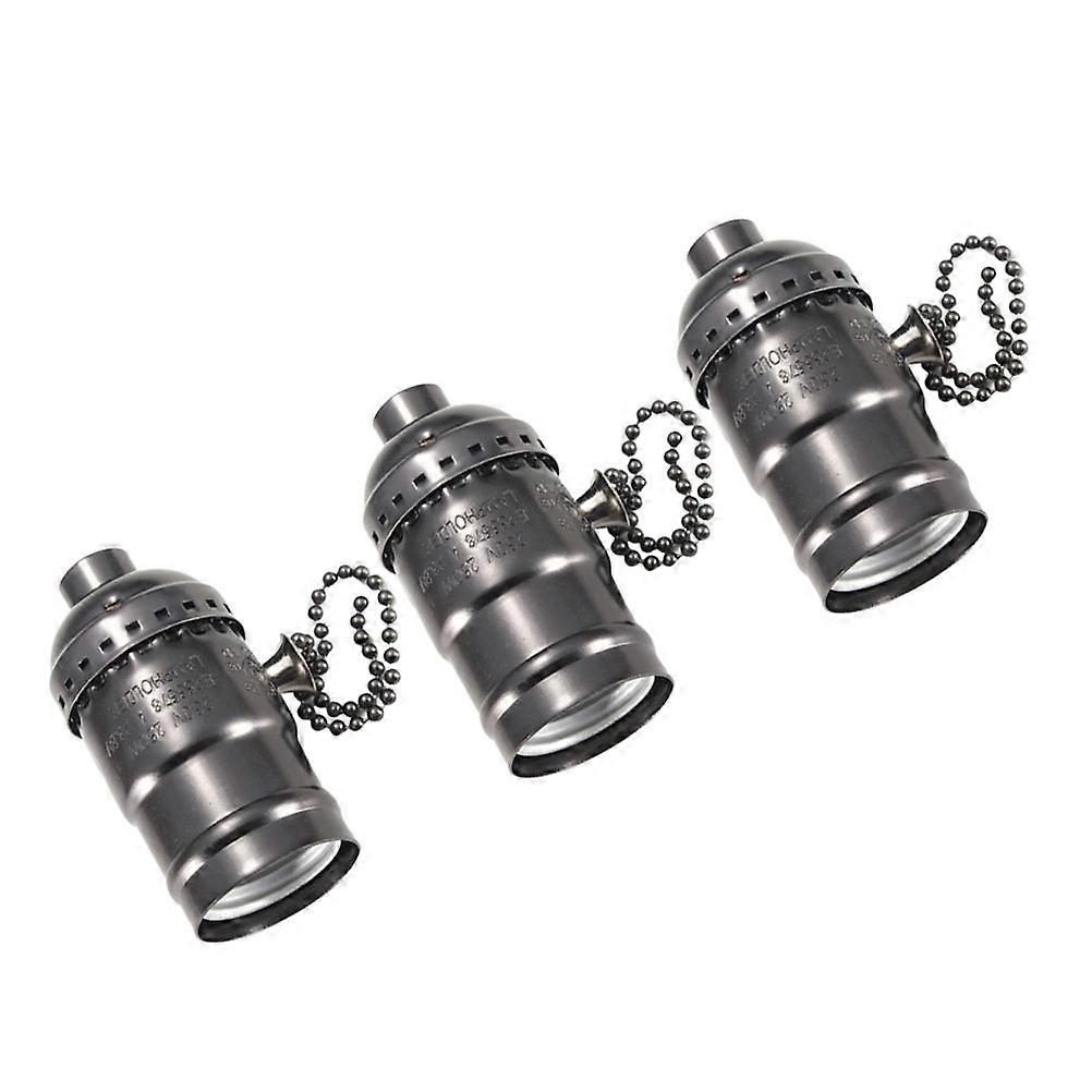 Vintage Lamp Holder Creative Light Socket Metal E26 Bulb Base For Restoration Projects Adults Use Aluminum Material 3Pack