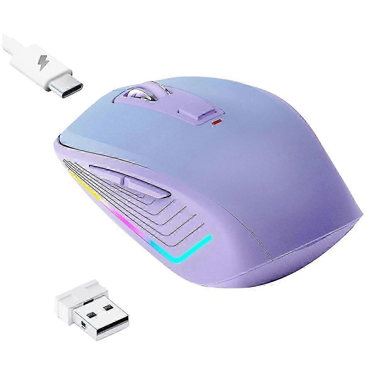 Wireless Mouse, Computer Mouse with RGB Backlit, Rechargeable Bluetooth Mice, Optical USB Mouse for