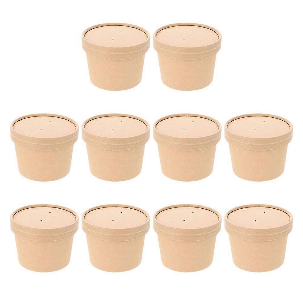10 Sätze Eiscreme-Pappbecher Einweg-Dessert-Server-Pudding-Verpackungsbecher
