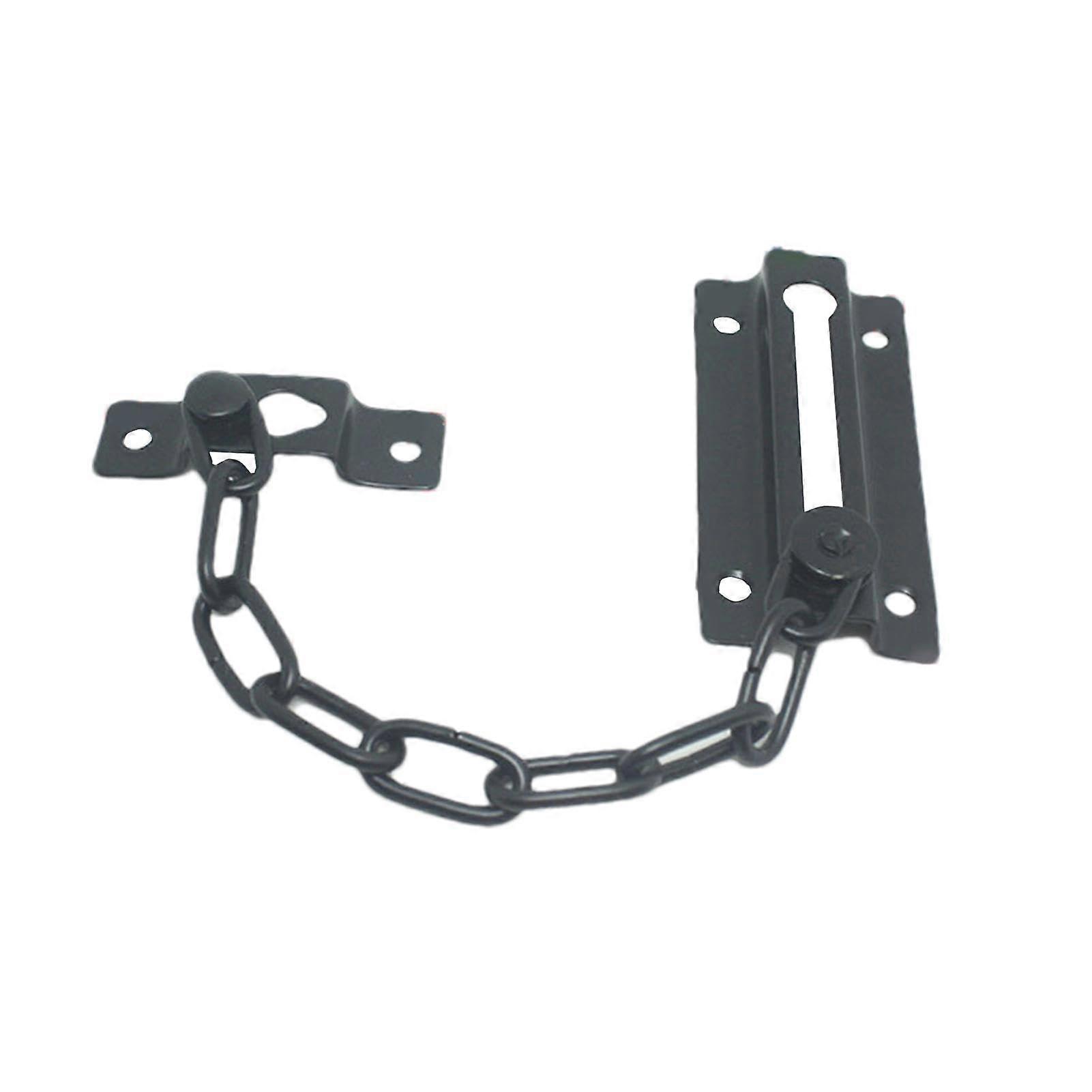 Security Door Chain Guard With Thickened Metal Chain Lock For Interior Doors Black