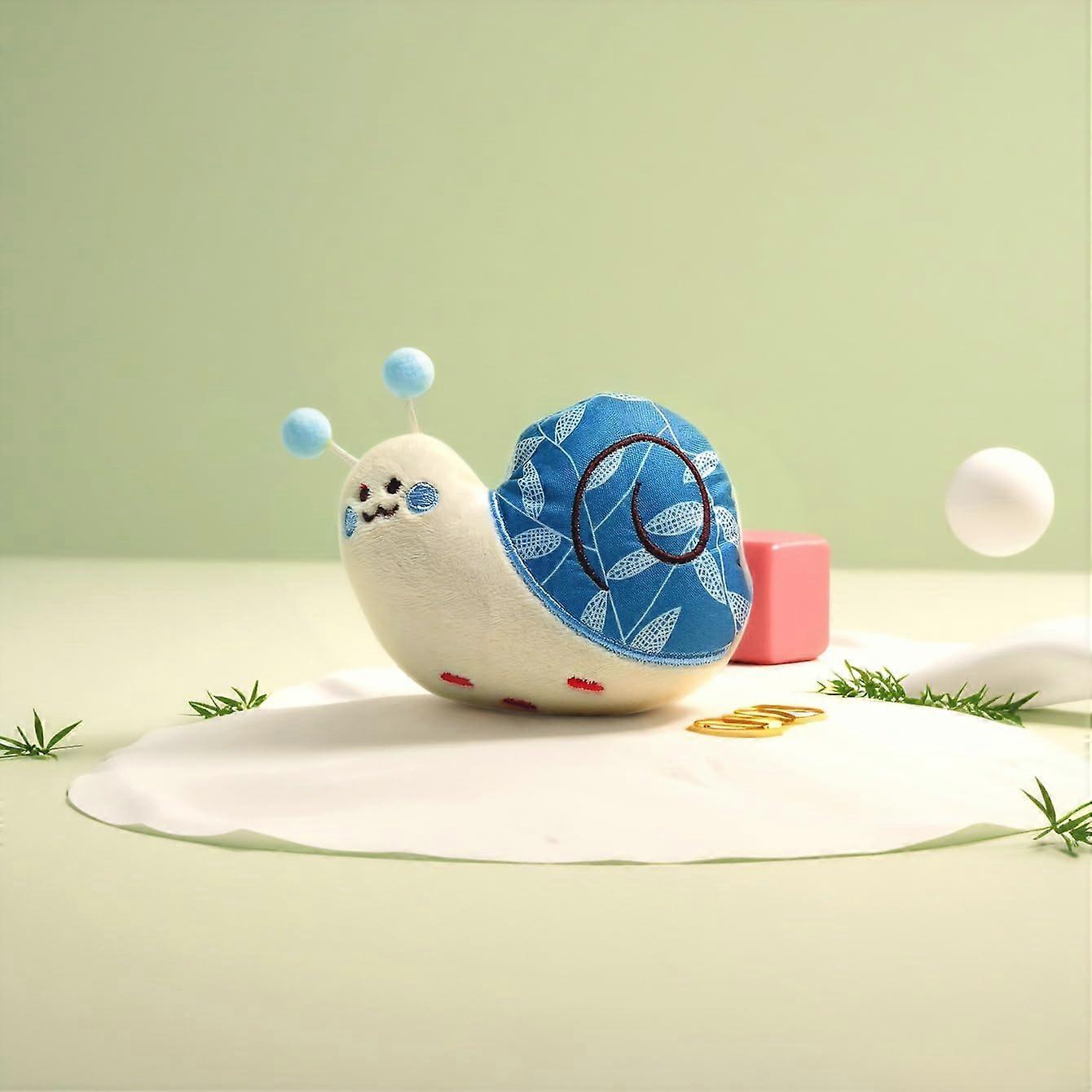 Snail Plush Dog Chew Toy for Teething, Small Soft Squeaky Pet Toy for Puppies, Cute Interactive Boredom Buster Toy (Blue)