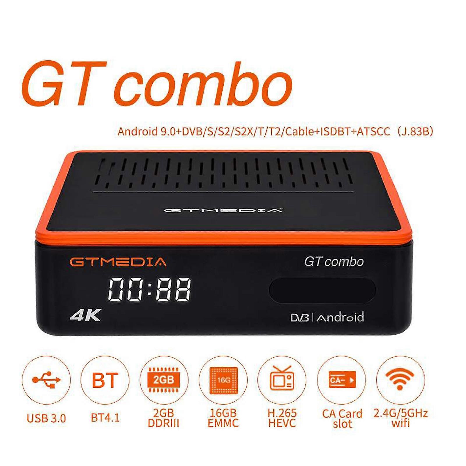 GTMEDIA GT COMBO Smart TV Box Receiver Android 9.0 2GB+16GB 4K Media Player Digital Video Broadcasting Receiver Support 2.4G/5G Dual-band WiFi