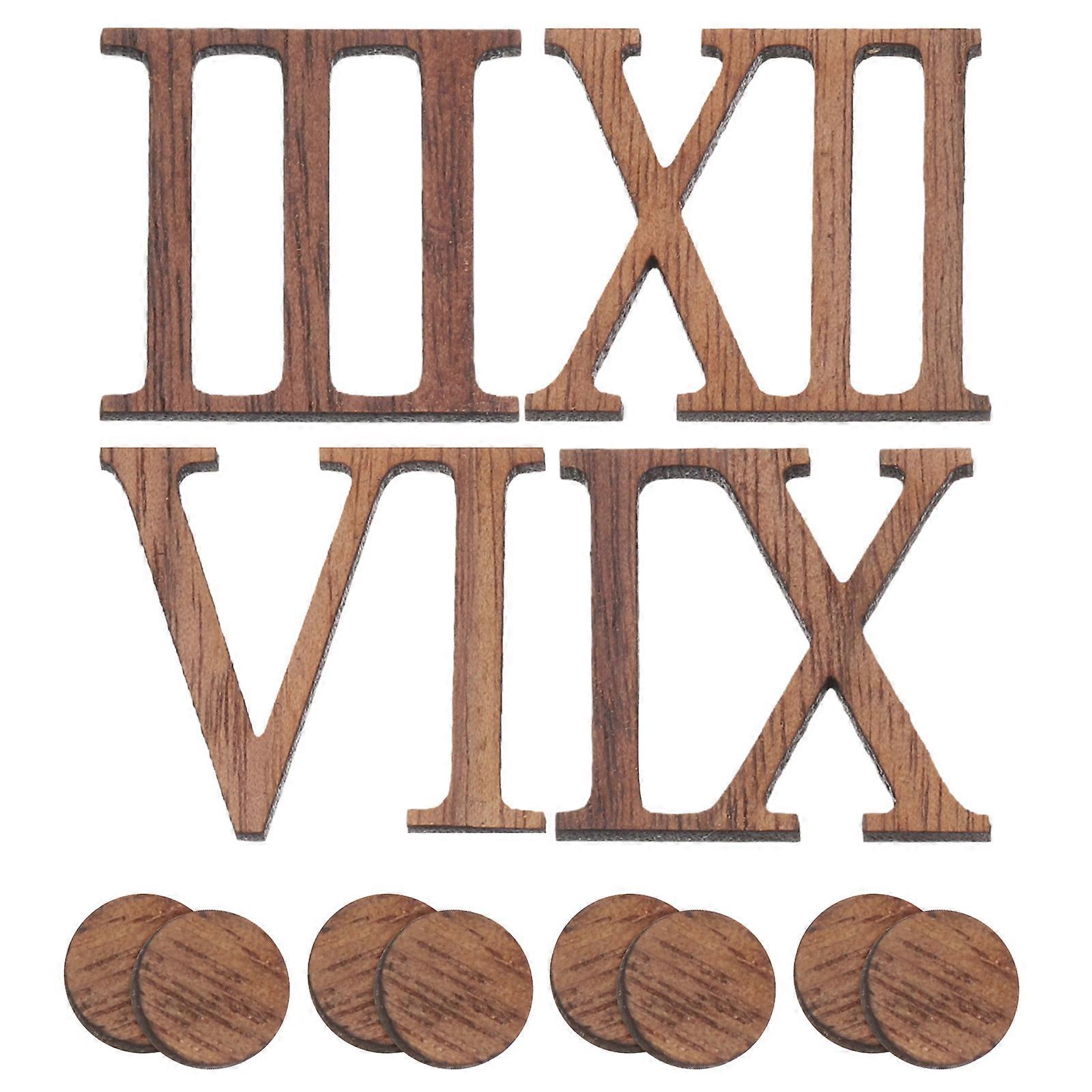 DIY Wall Clock Numbers Modern Frameless Wooden Roman Numerals for Home Light Brown