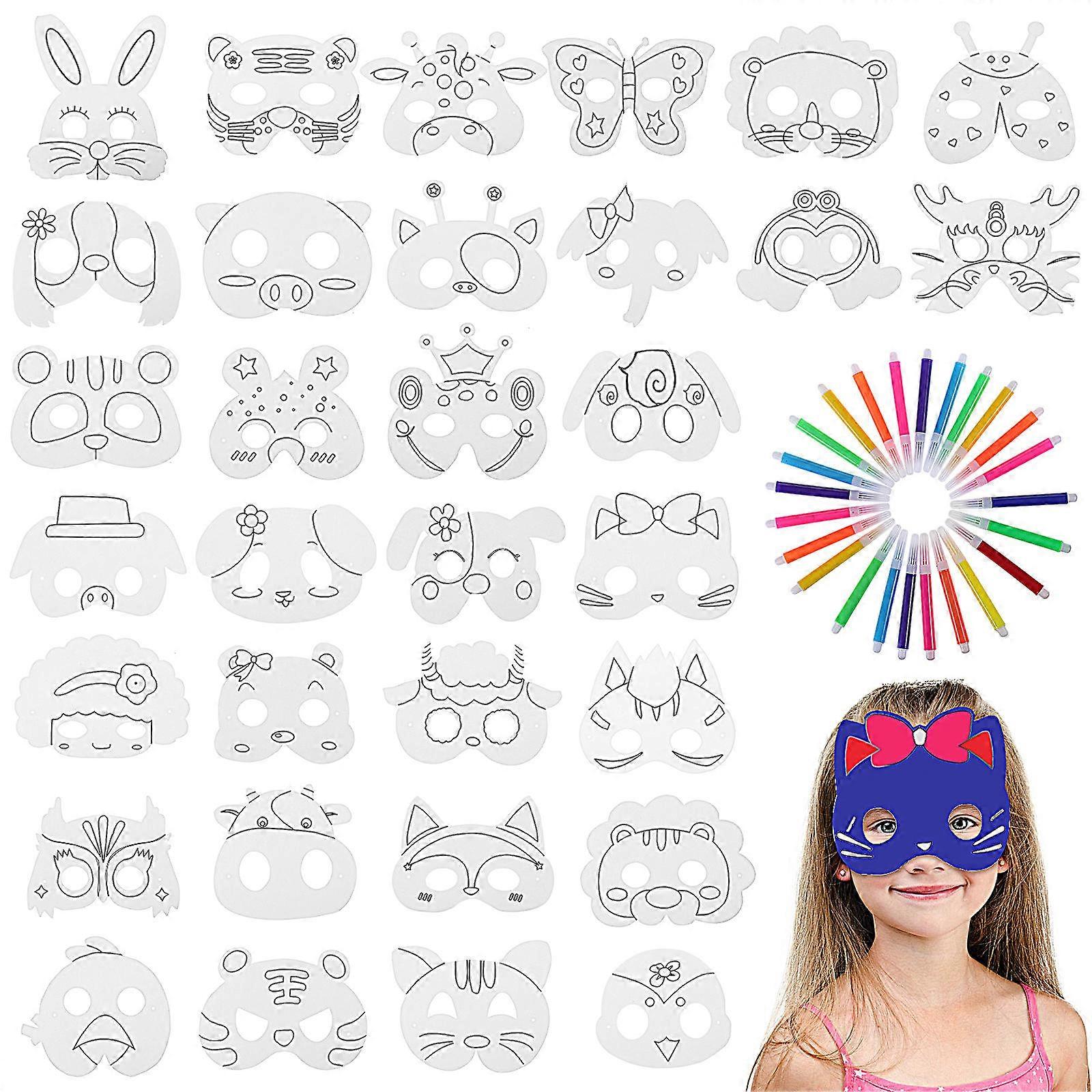 仮面舞踏会マスクブランク動物マスククラフトアソートカラー未塗装デザインステージパフォーマンスコスプレ21.00X17.50X0.10CM 1セット