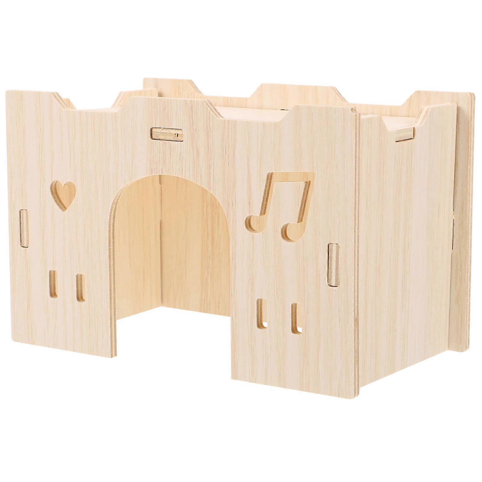 Cozy Light Yellow Small Animal House for Pet Use Synthetic Material Hideout 4.5"x3.2"x3.8"