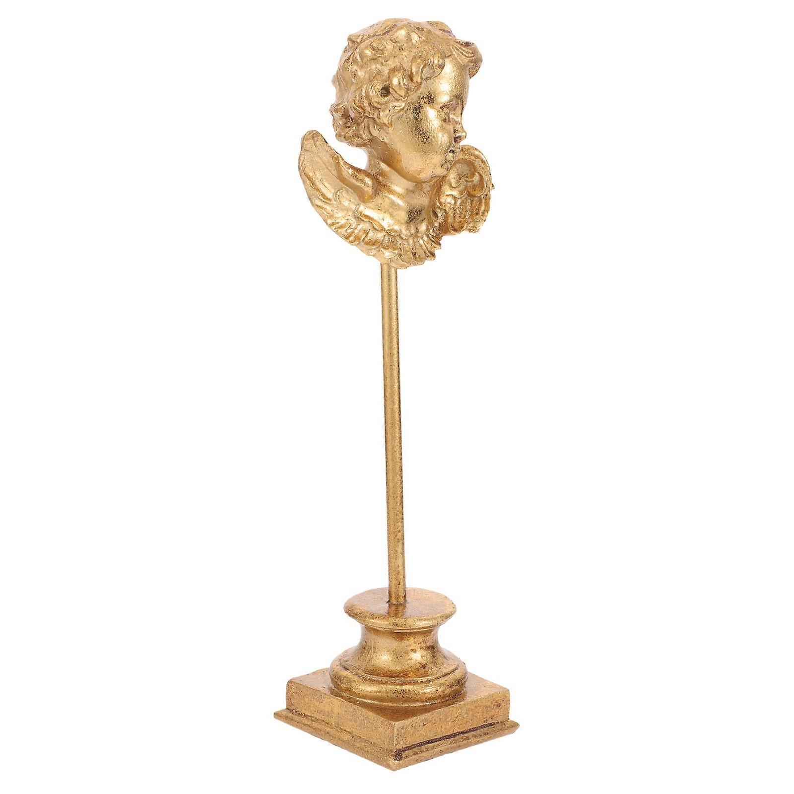 Golden Resin Angel Statue Small Decorative Sculpture for Home and Garden Decor 3.5 Inches