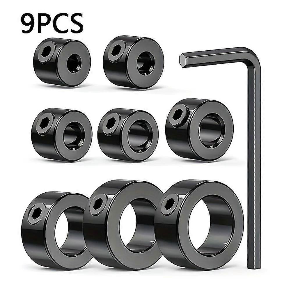 8Pcs Woodworking Drill Bit Stop Collar Set Carbon Steel Hole Locator Limit Rings with Wrench