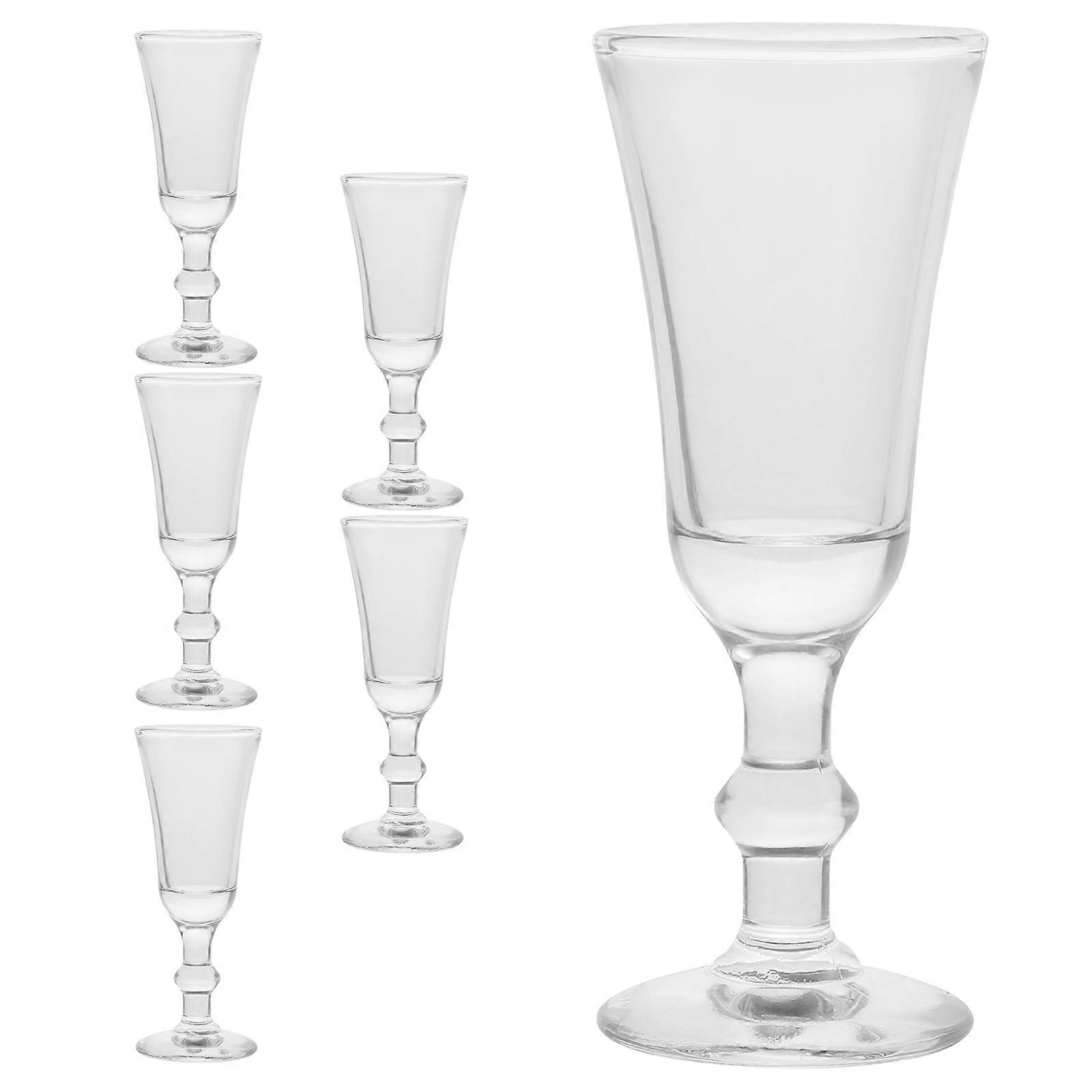 Drinking Glasses Set Cordial Glasses Stemmed For Home Transparent 10.9X4.2cm Storage Of Beverages 6Pcs