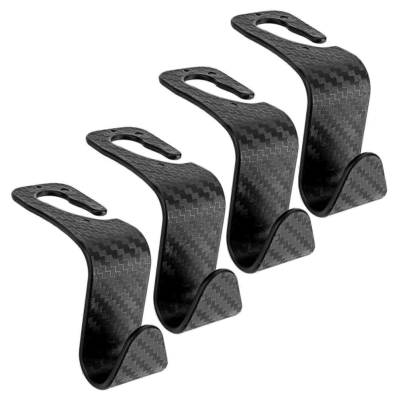 Car Headrest Hooks Pack of 4 Plastic Organiser Holders for Car Seat Backrest - Universal Compatibility for Shopping Travel