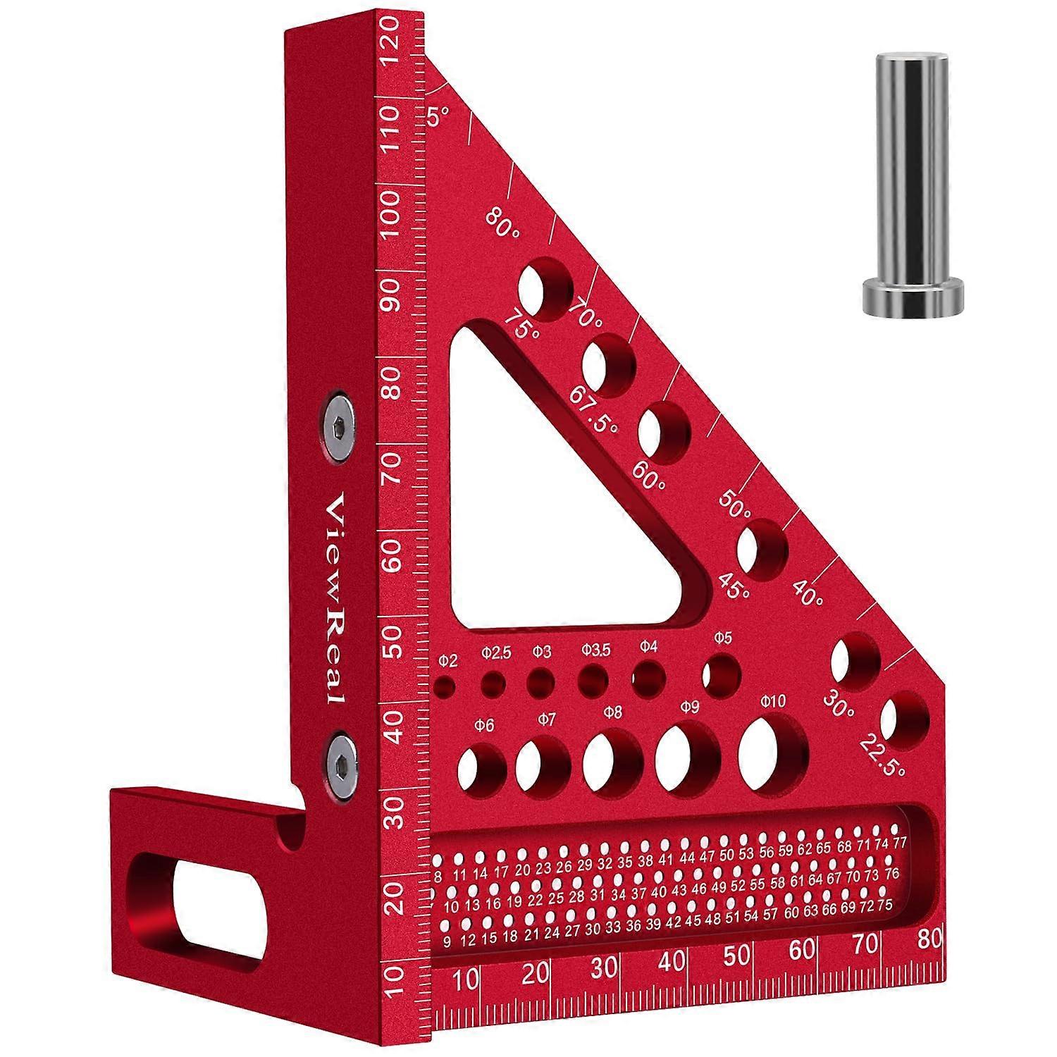 Metric Carpenter Square Scribing Ruler, 3D Multi-Angle Measuring Tool With Angle Pin Aluminum For Woodworking Engineering Construction