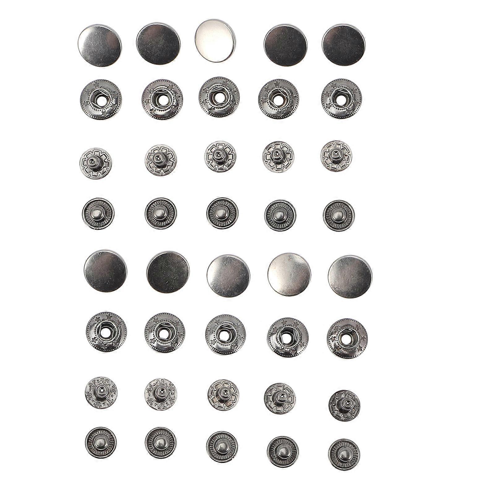 10 Sets Snap Fasteners 15mm Metal Button Snaps Press Studs DIY Accessory