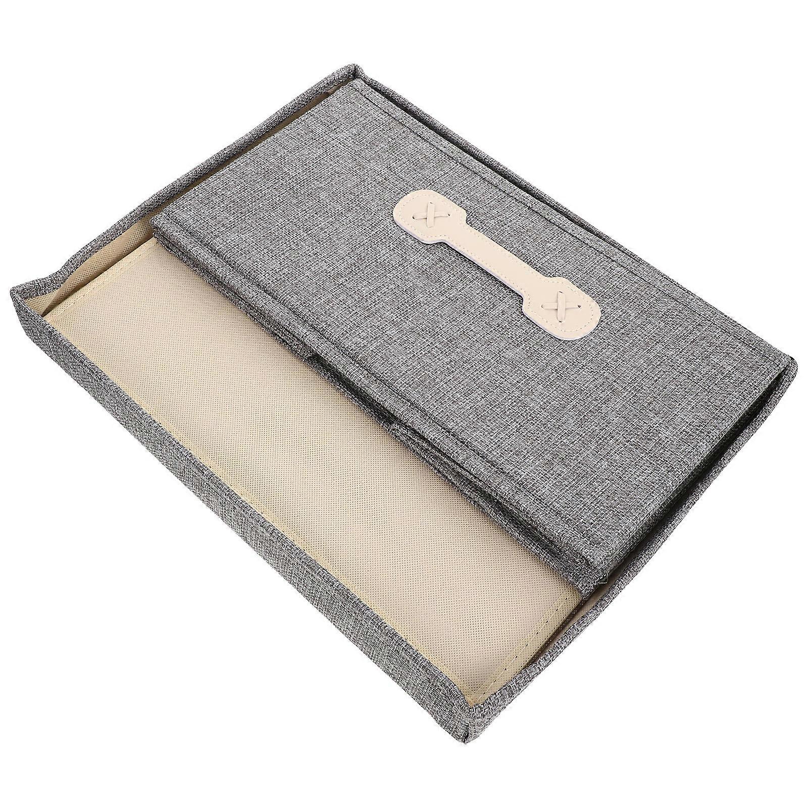 Folding Fabric Storage Box Toys Books Cosmetics Sundries Storage Case With Handle Grey 35x28x18cm 1Pack