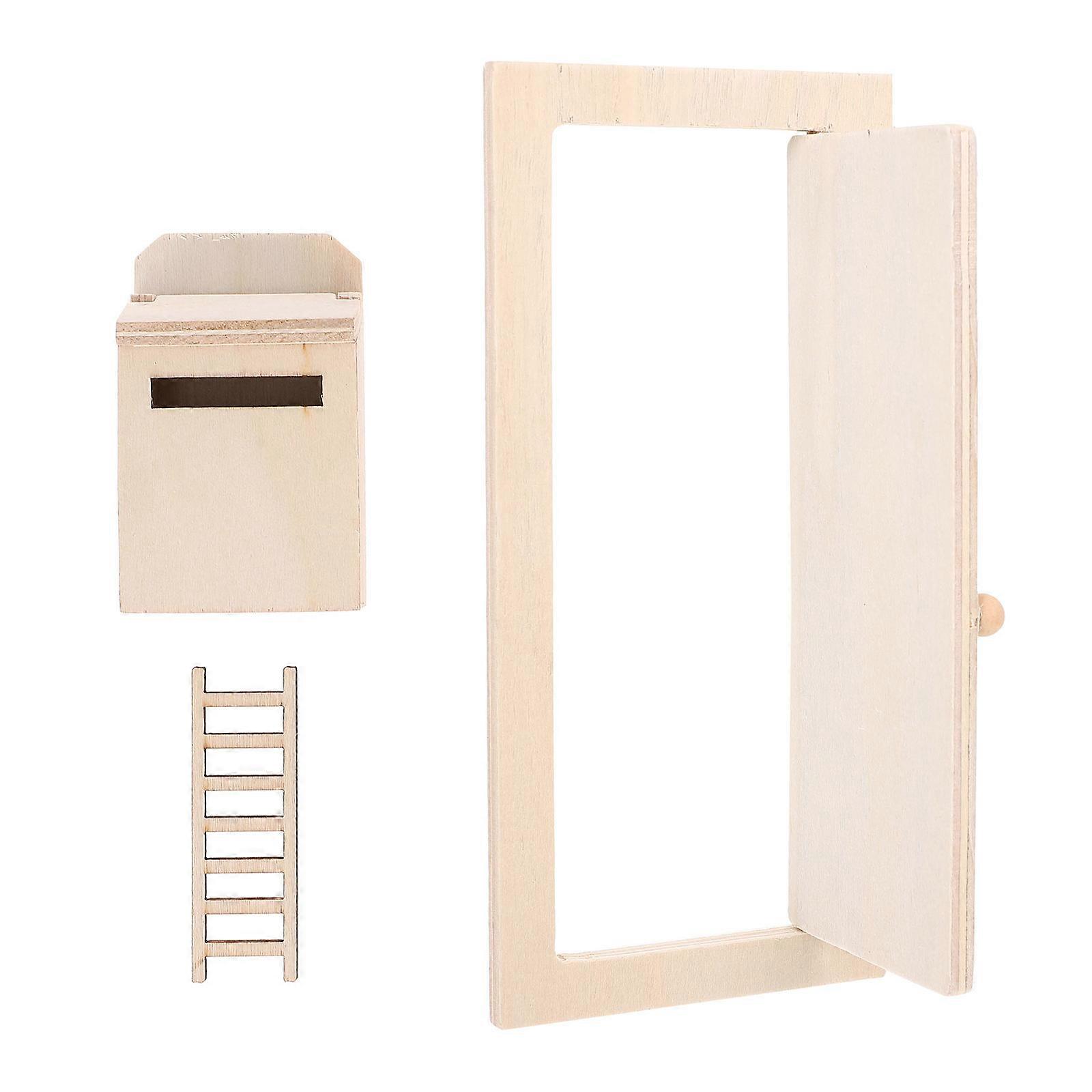 مصغرة دمية بيت الأبواب ديكور DIY واقعية بيضاء 1 مجموعة