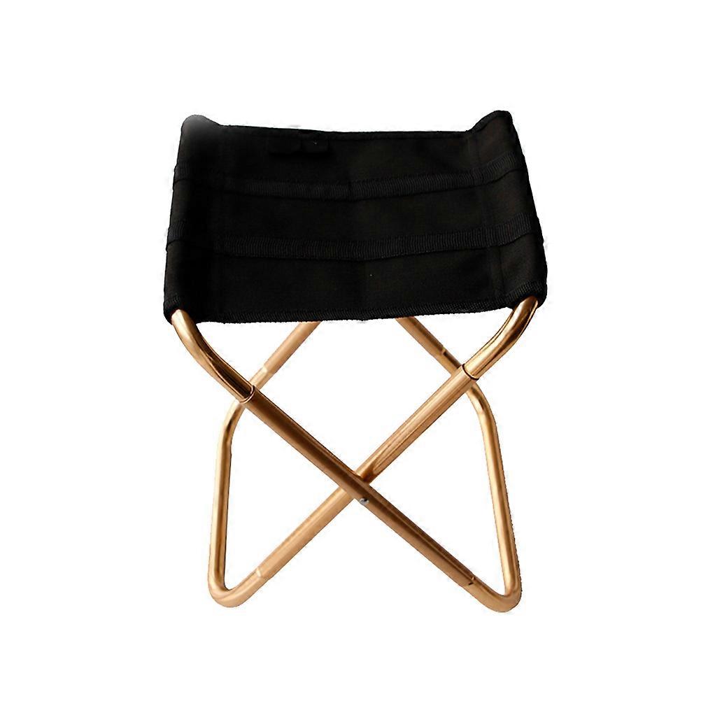 Golden Foldable Stool for Camping Portable Metal and Oxford Cloth Lightweight Easy to Set Up 12.5 x 14.3 Inches