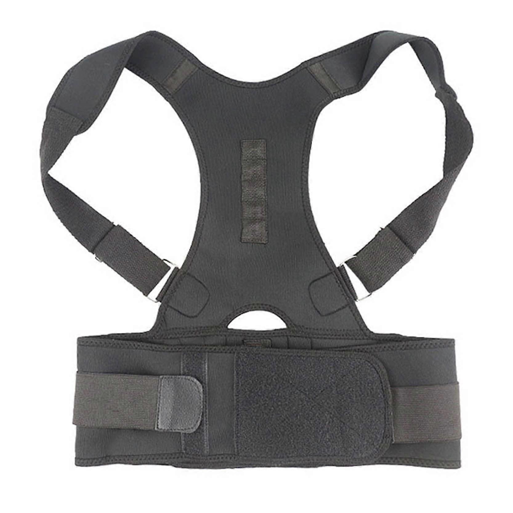 Posture Corrector for Men Women, Adjustable Black Upper Back Support, Breathable Spine Alignment and Pain Relief (Size L)