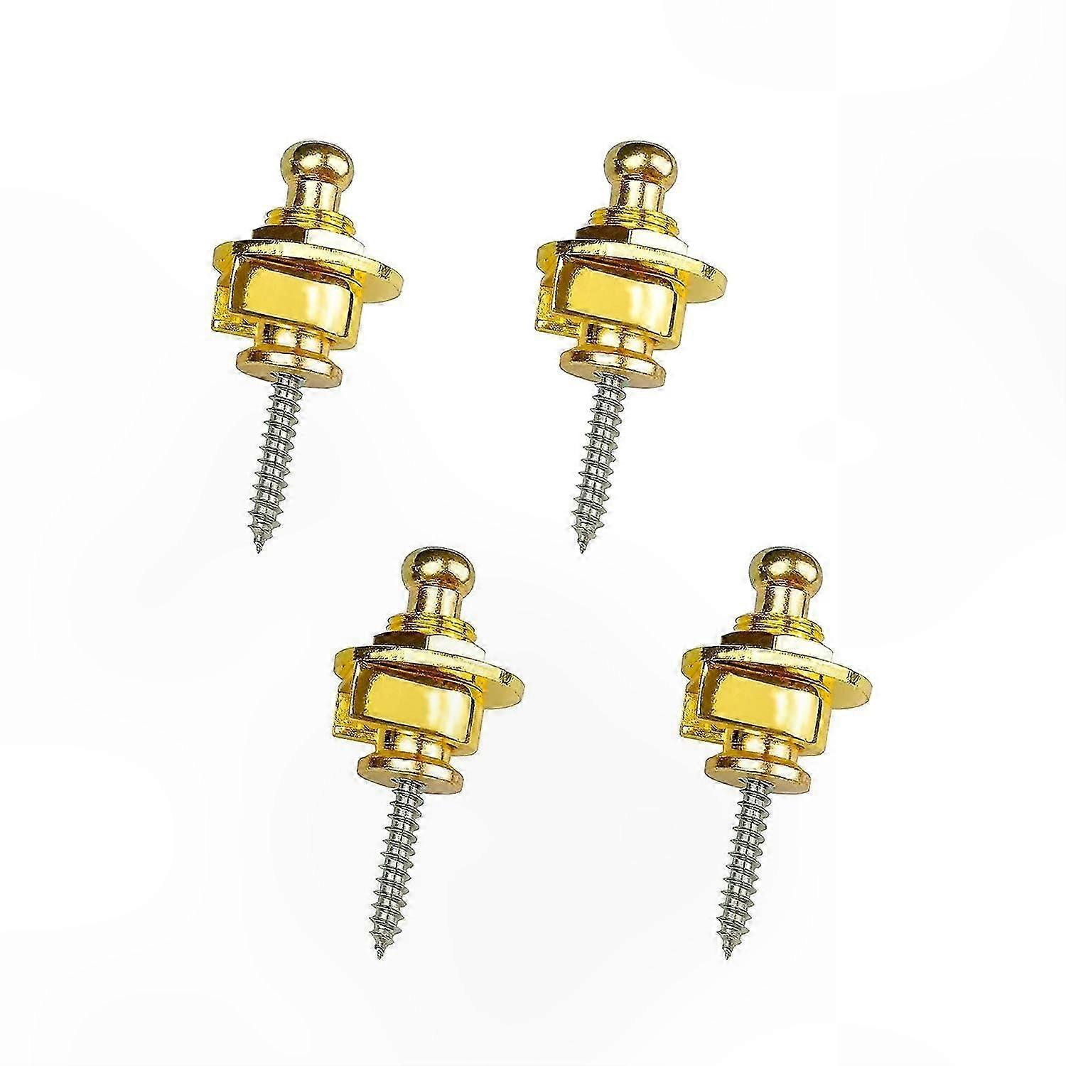 4-Pack Gold Guitar Strap Locks with Copper Buckle Ends for Secure Fit