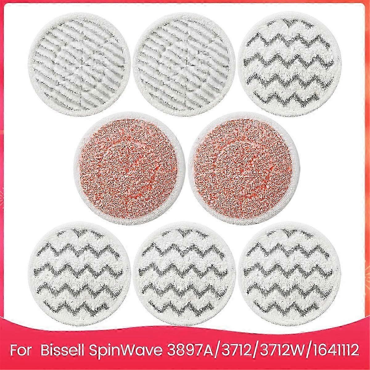 8PCS 3897A Mop Pads Replacement for Bissell SpinWave 3897A,3712,3712W Steam Rotating Mop Pads Part N